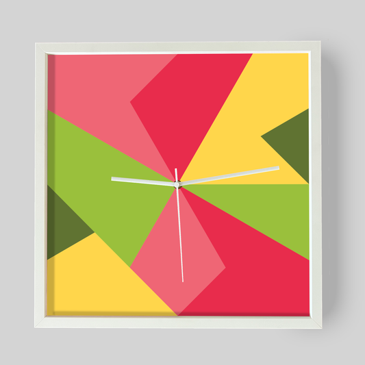 Bright & Tropical – bunte Design-Wanduhr mit Holzrahmen und ohne Zahlen