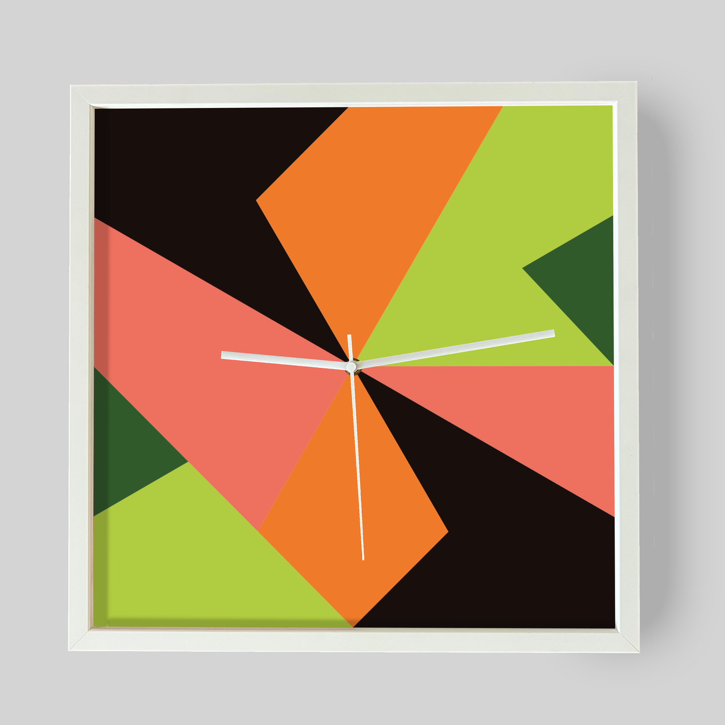 Moderne Neon Wanduhr mit buntem Muster