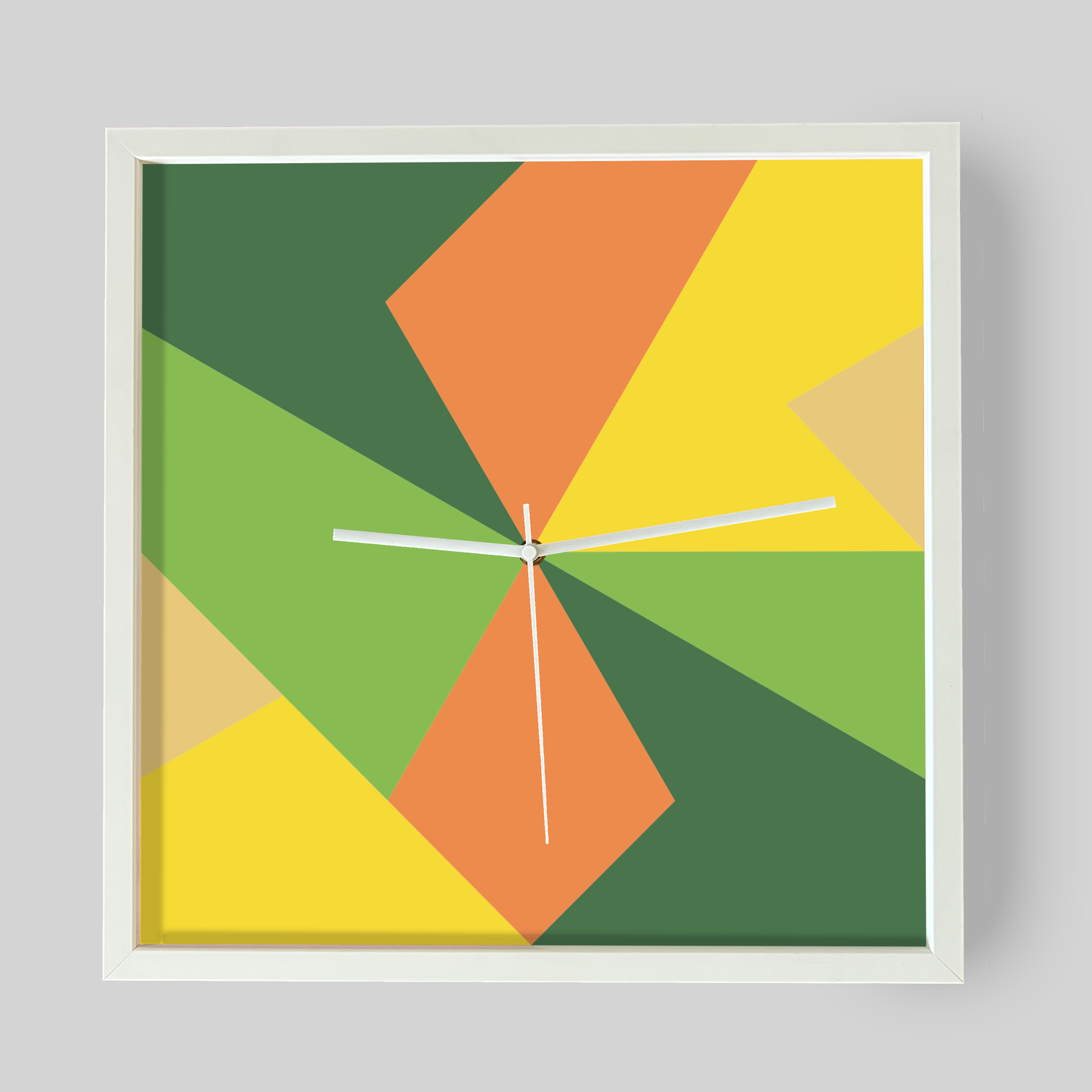 Skandinavische lautlose Wanduhr ohne Zahlen mit buntem Muster